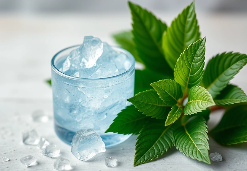 Representação visual de Tratamento Capilar Gelado com Duas Ervas: Alívio Refrescante para Couros Cabeludos Estressados